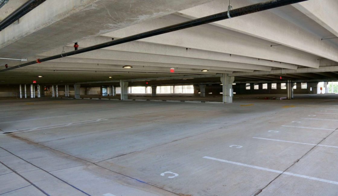A parking garage with no one in it.